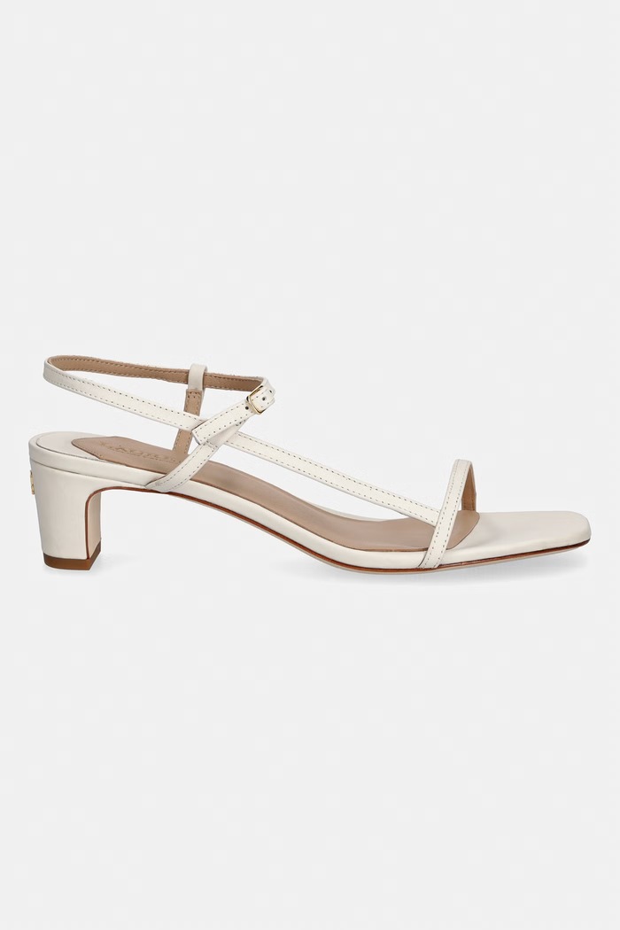 Lauren Ralph Lauren sandale cu toc jos din piele Lainee Md Hl 802P00097004.100 bej SS26