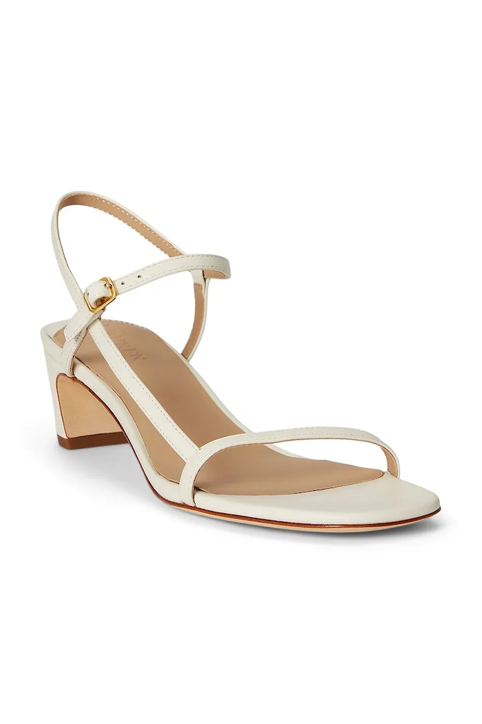 Lauren Ralph Lauren sandały na niskim obcasie skórzane Lainee Md Hl 802P00097004.100 beżowy SS26