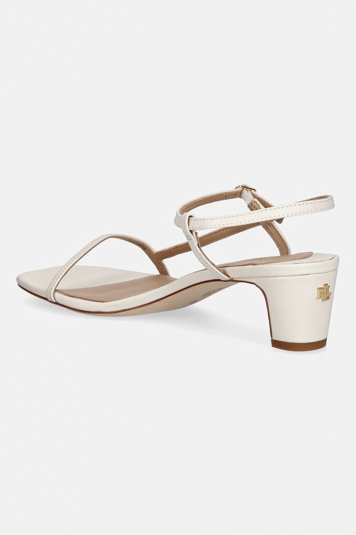 Încălțăminte Lauren Ralph Lauren sandale cu toc jos din piele Lainee Md Hl 802P00097004.100 bej