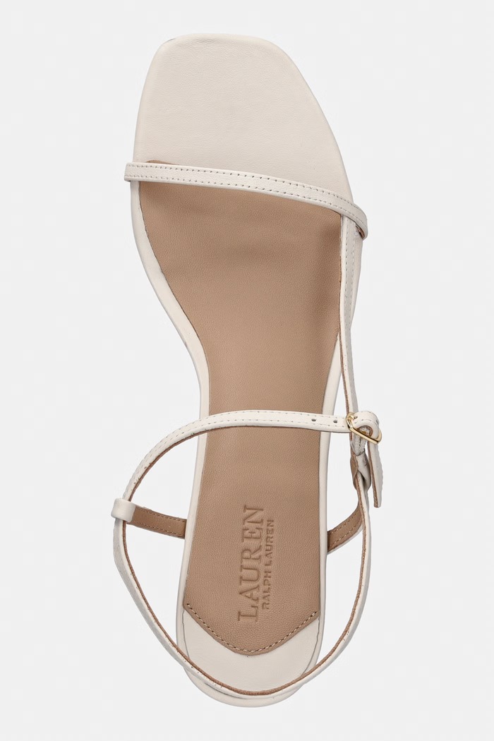 Lauren Ralph Lauren sandale cu toc jos din piele Lainee Md Hl bej 802P00097004.100