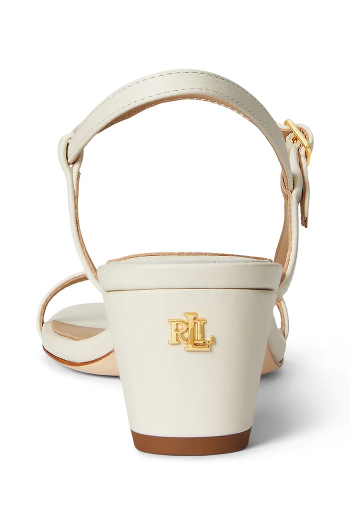 Lauren Ralph Lauren sandały na niskim obcasie skórzane Lainee Md Hl beżowy 802P00097004.100