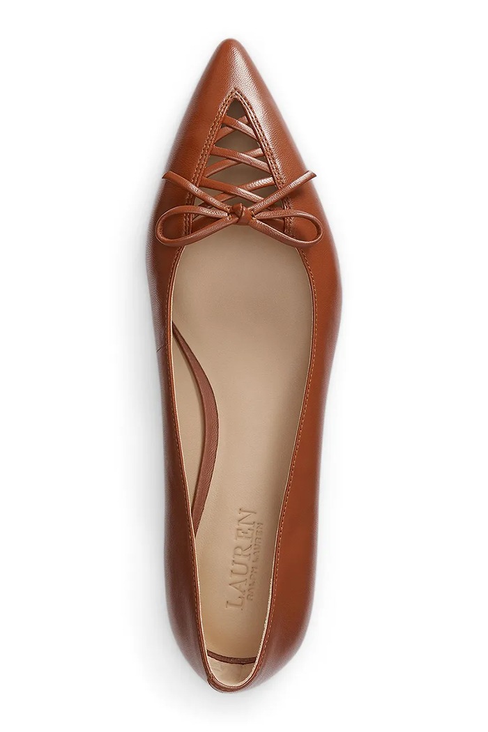 Încălțăminte Lauren Ralph Lauren balerini din piele Londyn Lace Up 802P06376001.200 maro