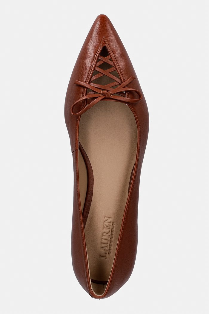 Lauren Ralph Lauren balerínky kožené Londyn Lace Up hnedá 802P06376001.200