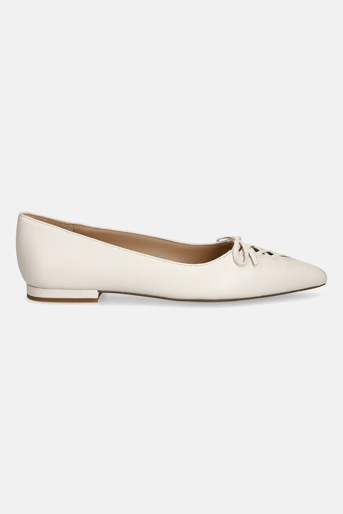 Lauren Ralph Lauren baleriny skórzane Londyn Lace Up 802P06376003.100 beżowy SS26