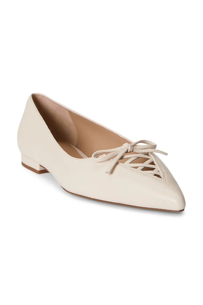 Lauren Ralph Lauren baleriny skórzane Londyn Lace Up 802P06376003.100 beżowy SS26