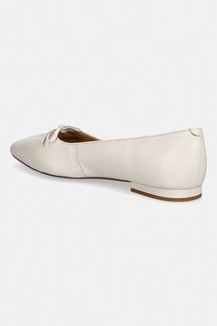 Obuwie Lauren Ralph Lauren baleriny skórzane Londyn Lace Up 802P06376003.100 beżowy