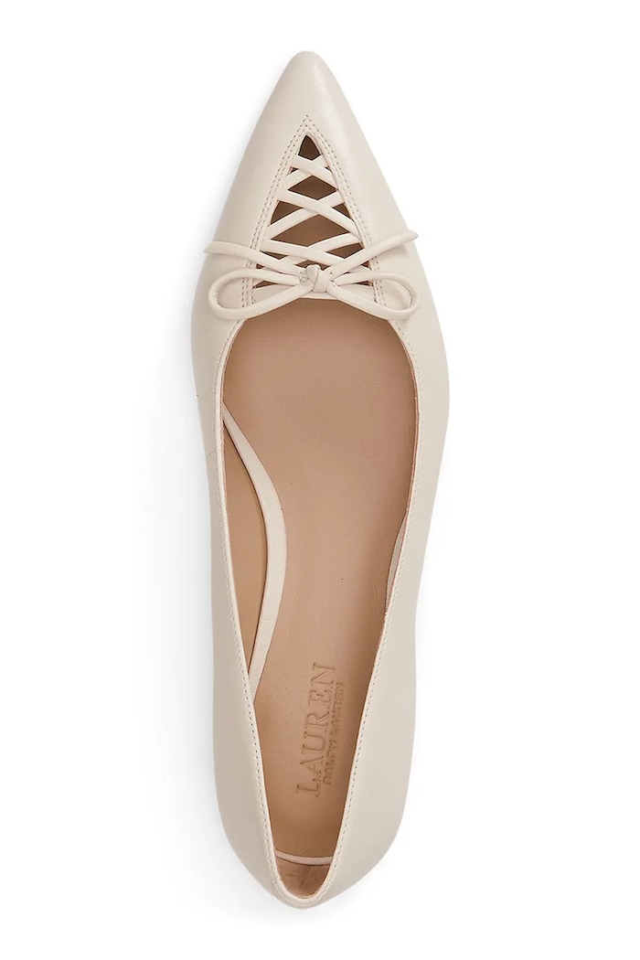 Obuwie Lauren Ralph Lauren baleriny skórzane Londyn Lace Up 802P06376003.100 beżowy