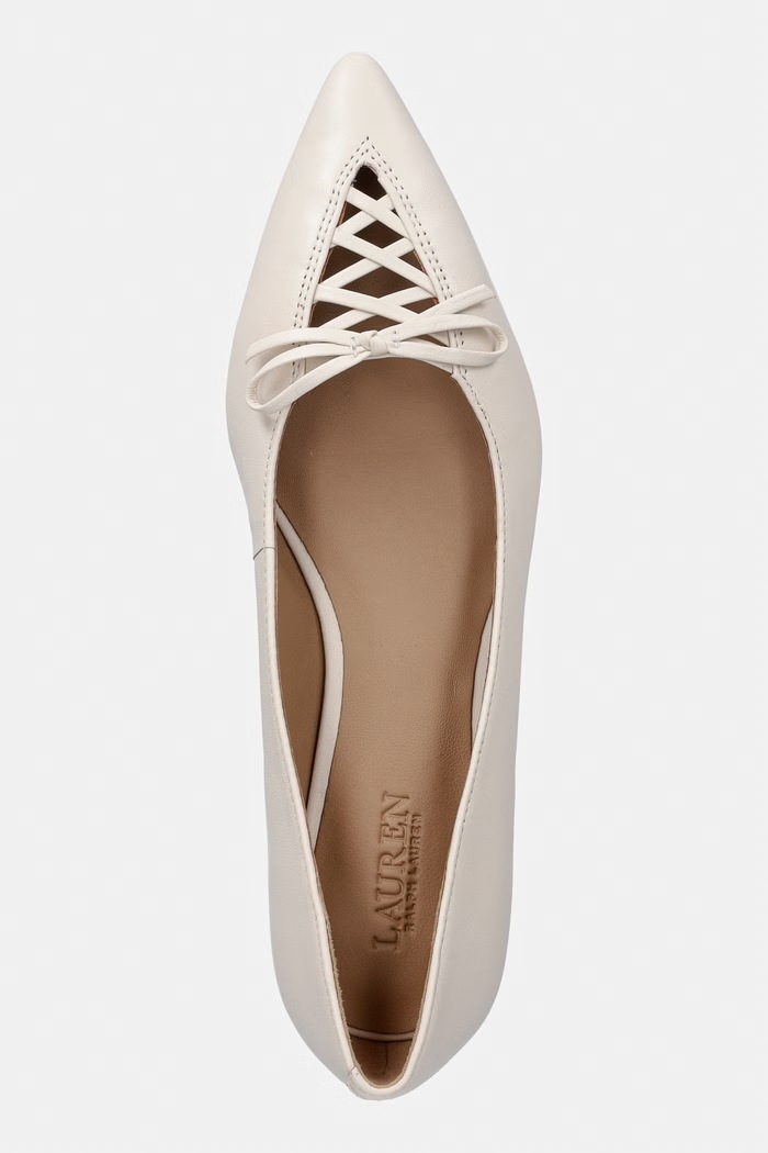 Lauren Ralph Lauren baleriny skórzane Londyn Lace Up beżowy 802P06376003.100