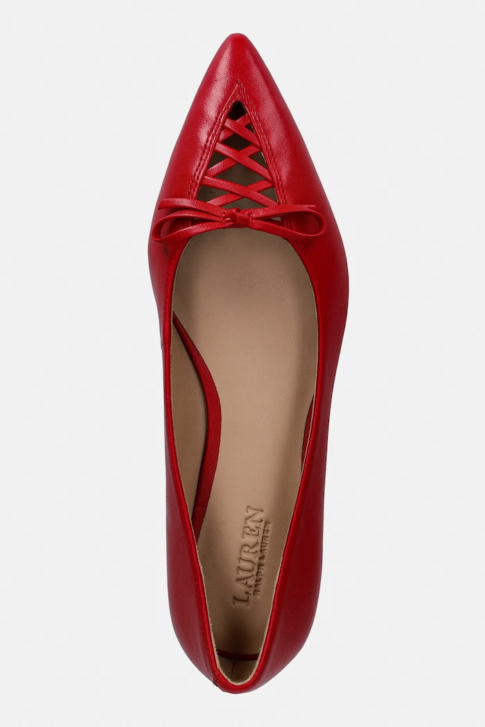 Lauren Ralph Lauren baleríny kožené Londyn Lace Up červená 802P06376004.600