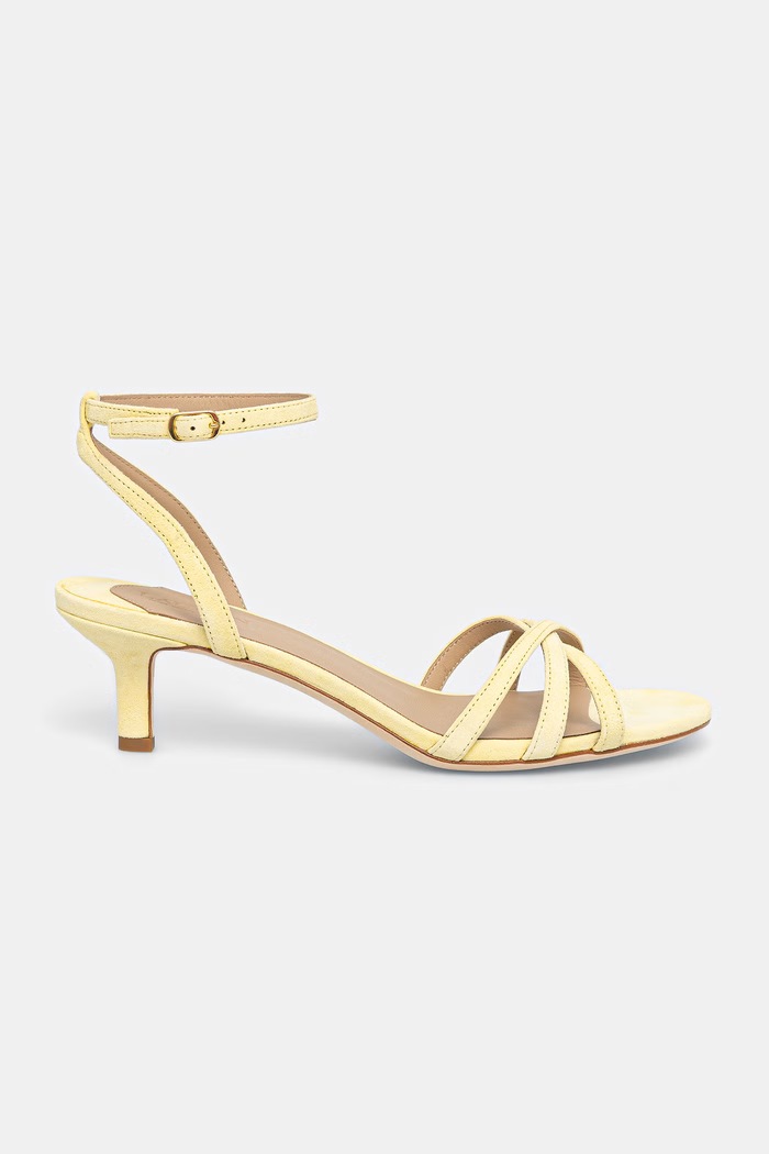 Lauren Ralph Lauren sandały na niskim obcasie zamszowe Kendyl Kttn 802P06395003.700 żółty SS26