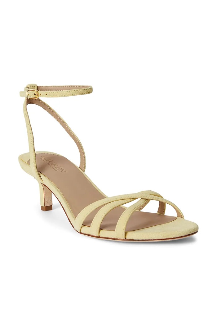Lauren Ralph Lauren босоніжки на низькому підборі замшеві Kendyl Kttn 802P06395003.700 жовтий SS26