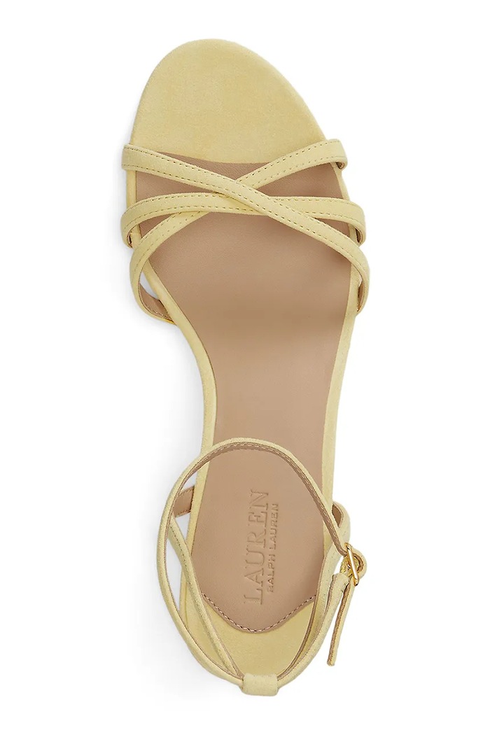 Взуття Lauren Ralph Lauren босоніжки на низькому підборі замшеві Kendyl Kttn 802P06395003.700 жовтий