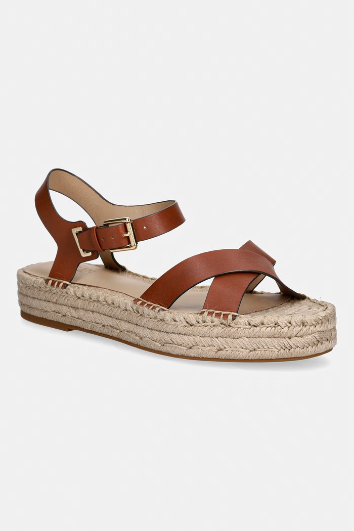 Lauren Ralph Lauren sandale s platformom za žene kožne Emeryn smeđa 802P06400001.200