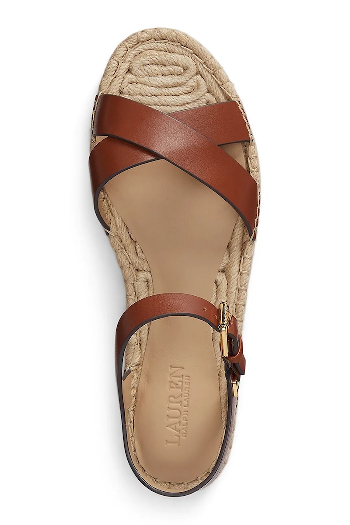 Obuwie Lauren Ralph Lauren sandały na platformie damskie skórzane Emeryn 802P06400001.200 brązowy