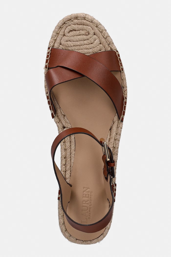 Lauren Ralph Lauren sandale s platformom za žene kožne Emeryn smeđa 802P06400001.200