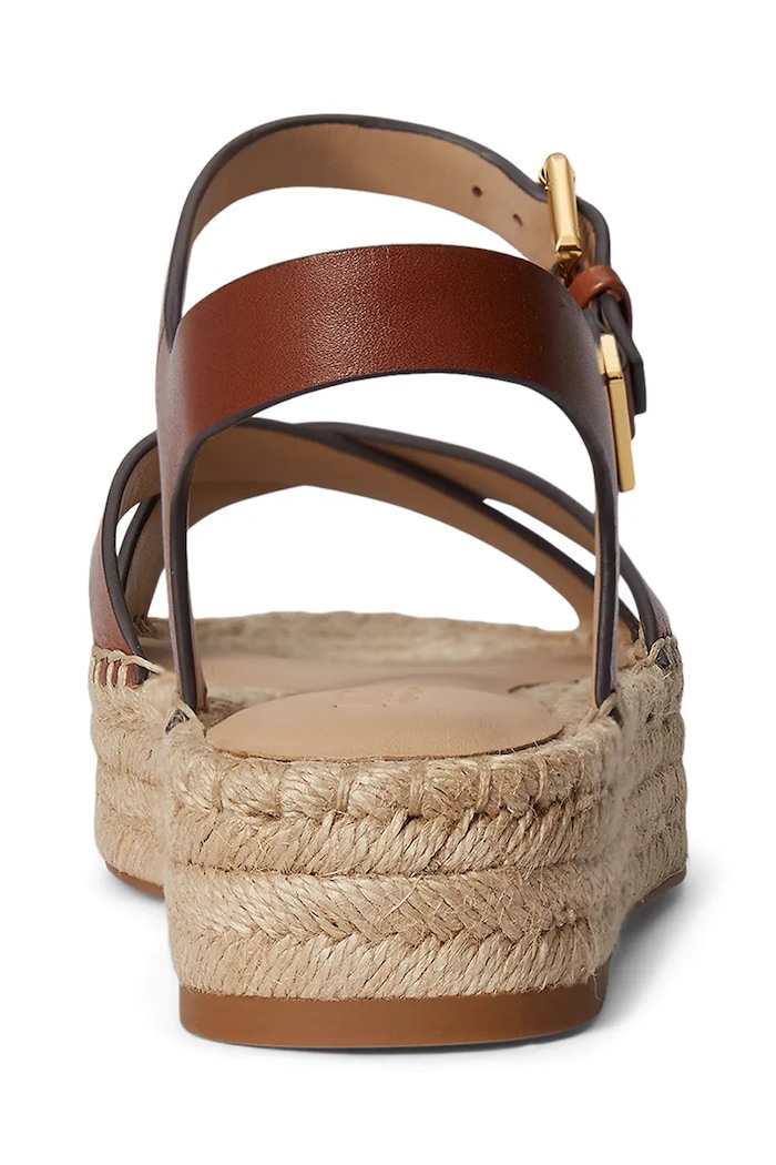 Lauren Ralph Lauren sandały na platformie damskie skórzane Emeryn brązowy 802P06400001.200
