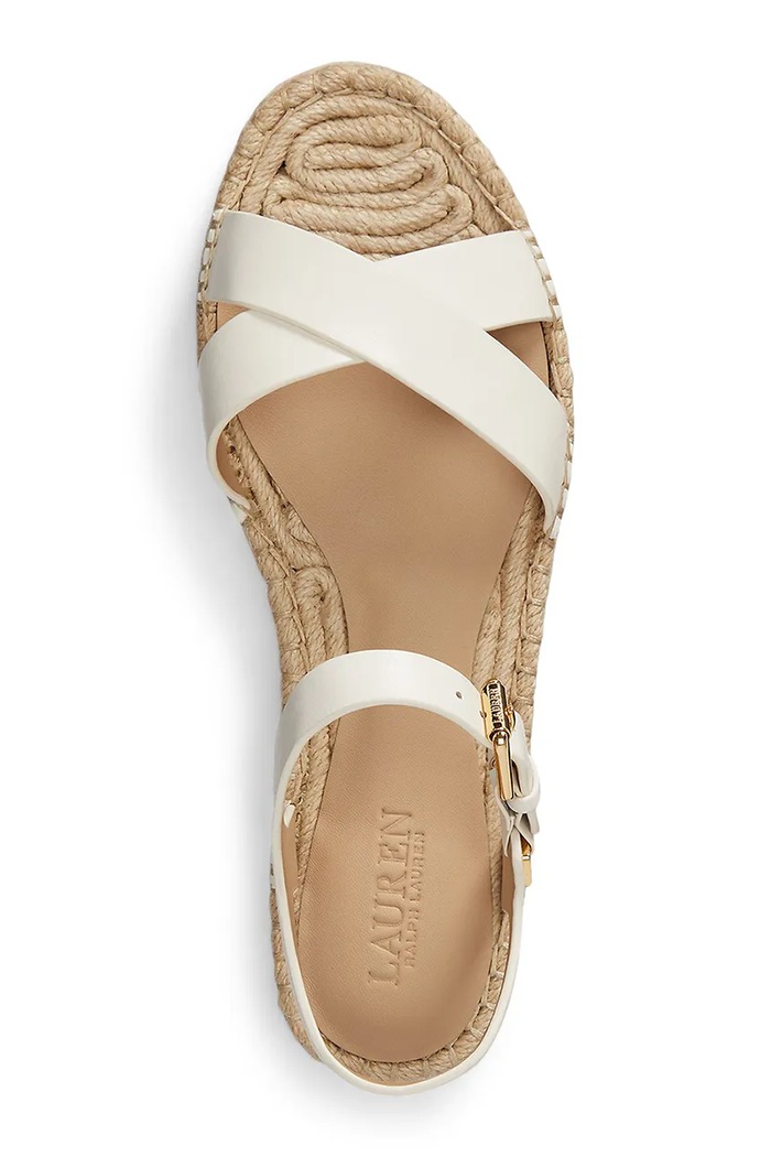 Încălțăminte Lauren Ralph Lauren espadrile pentru femei, din piele Emeryn 802P06400002.100 bej
