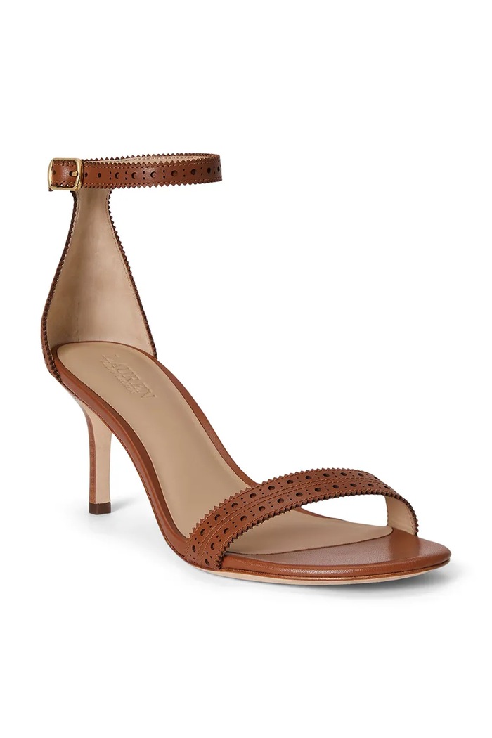 Lauren Ralph Lauren босоніжки на високих підборах шкіряні Allie M 802P10639002.200 коричневий SS26