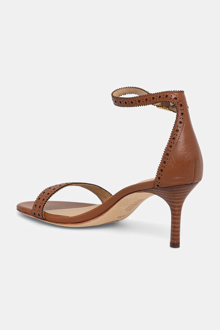 Obuwie Lauren Ralph Lauren sandały na wysokim obcasie skórzane Allie M 802P10639002.200 brązowy