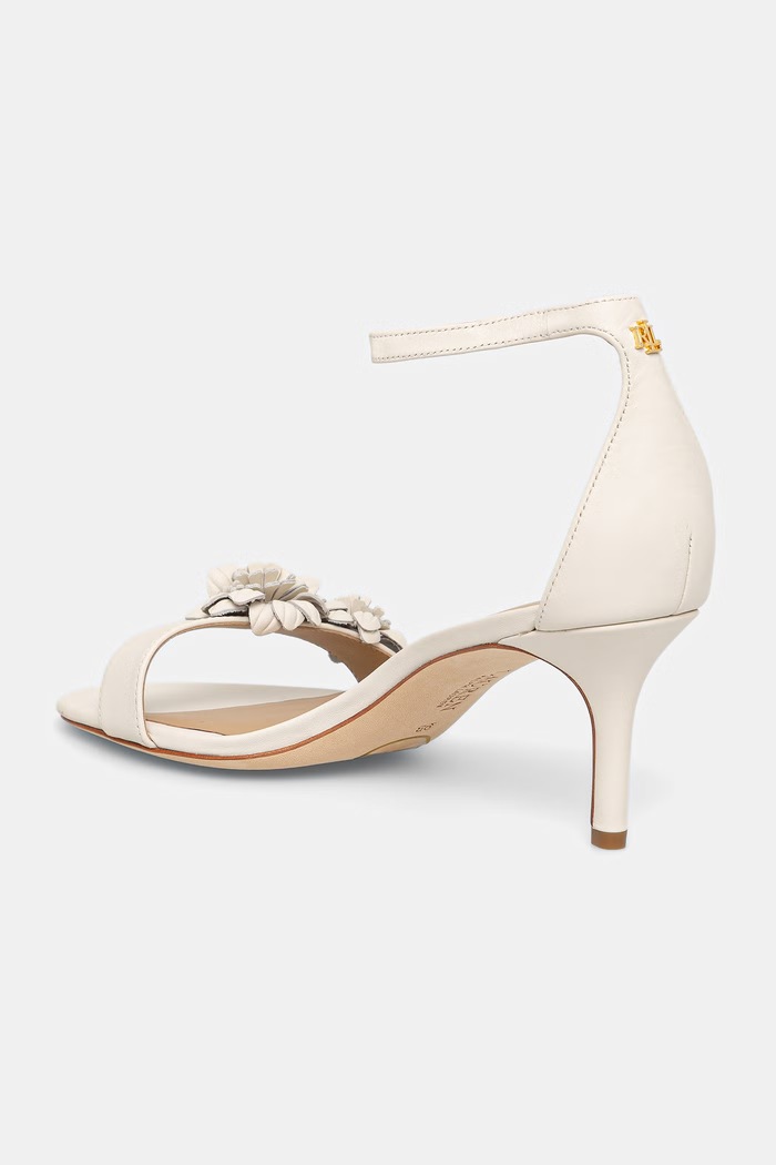 Obuwie Lauren Ralph Lauren sandały na wysokim obcasie skórzane Allie M Flwr 802P10640001.100 beżowy