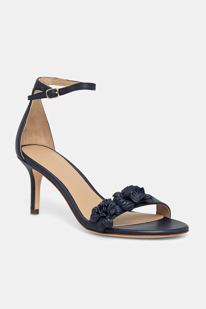Lauren Ralph Lauren sandały na wysokim obcasie skórzane Allie M Flwr granatowy 802P10640002.410