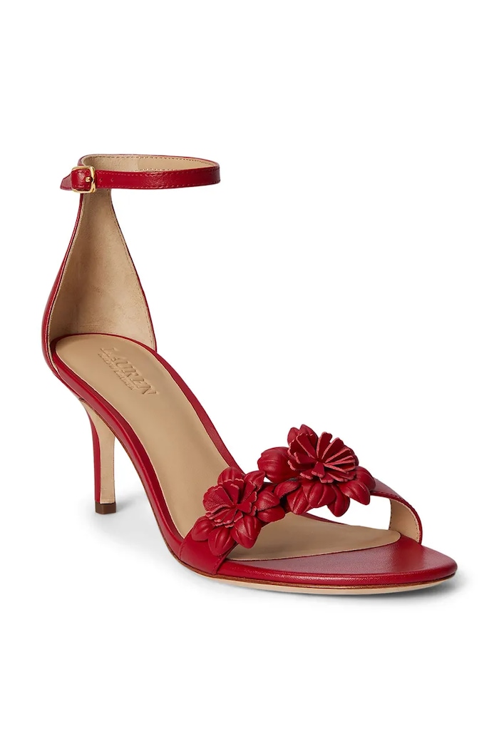 Lauren Ralph Lauren босоніжки на високих підборах шкіряні Allie M Flwr 802P10640003.600 червоний SS26