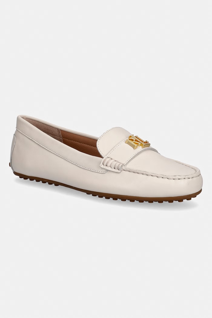Dámske kožené mokasíny Lauren Ralph Lauren Barnsbury béžová 802852847025.100