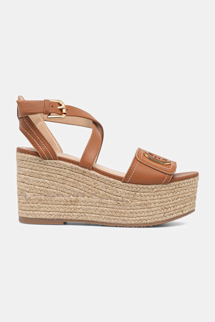 Liu Jo kožené sandále na klinovom podpätku BALI 01 SA6083P0102S3804 hnedá SS26