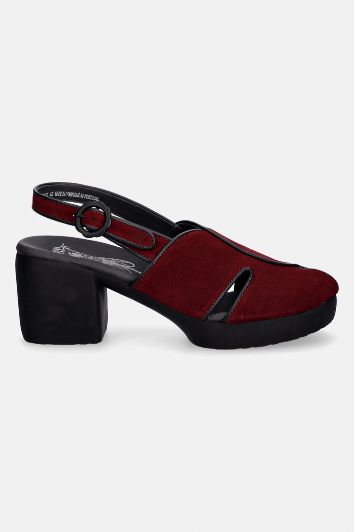 Fly London Σανδάλια ψηλοτάκουνα καστόρινα FORY424FLY P145424003 μπορντό SS26
