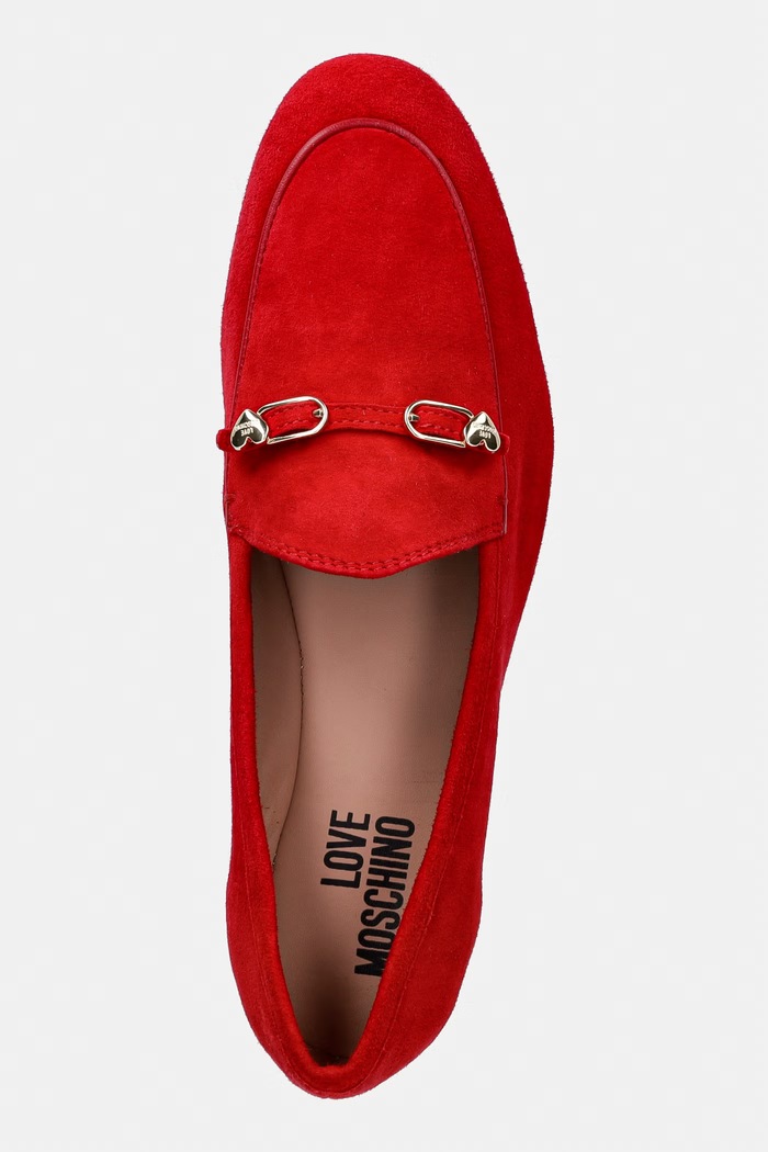 Love Moschino mokasyny zamszowe czerwony JA10031G1OJA0500