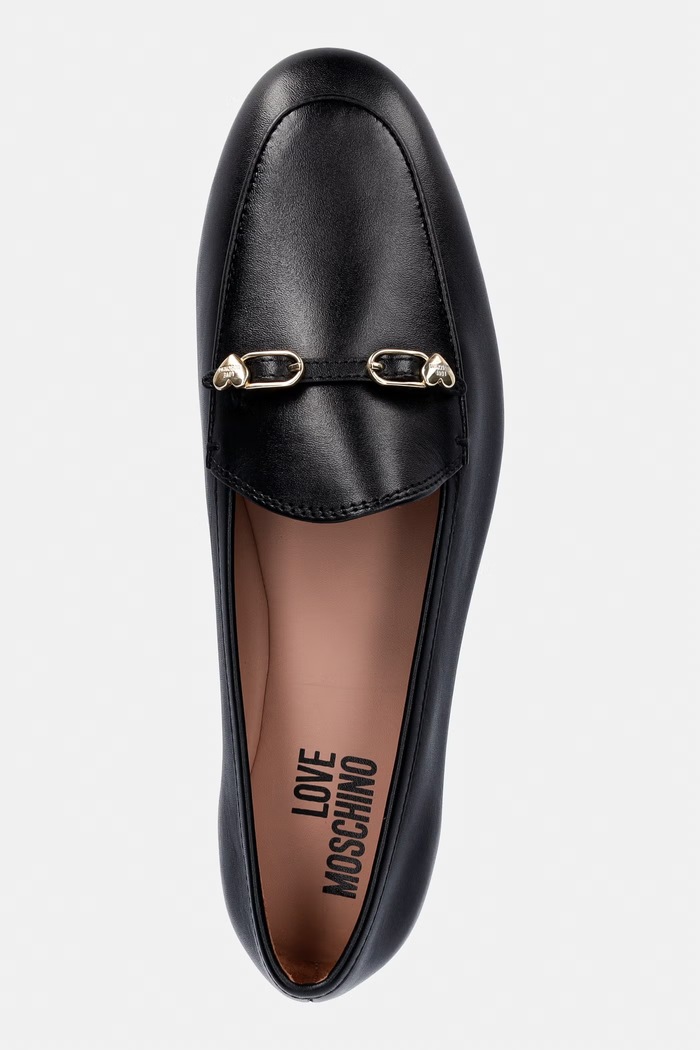 Love Moschino mokasyny skórzane czarny JA10031G1OIE0000