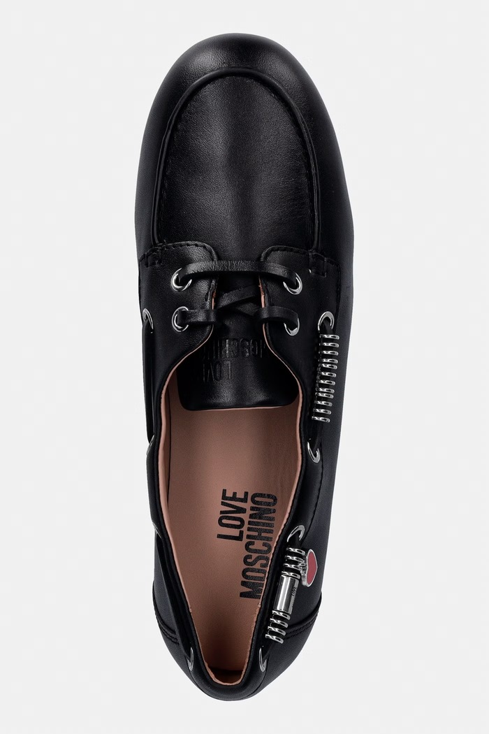 Love Moschino mokasyny skórzane czarny JA10111G1OIA0000