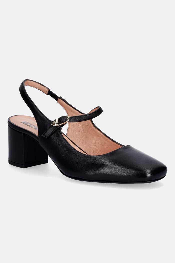 Love Moschino czółenka skórzane słupek czarny JA10195G1OIE0000