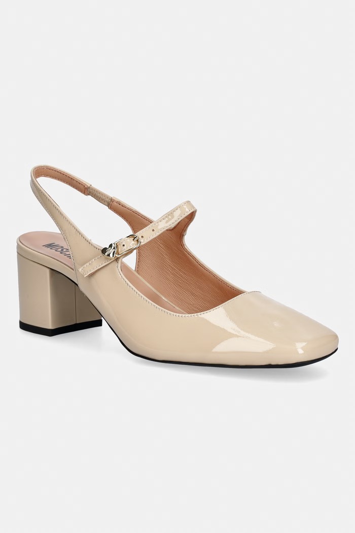 Love Moschino czółenka skórzane 5-8 cm beżowy JA10195G1OIH0104