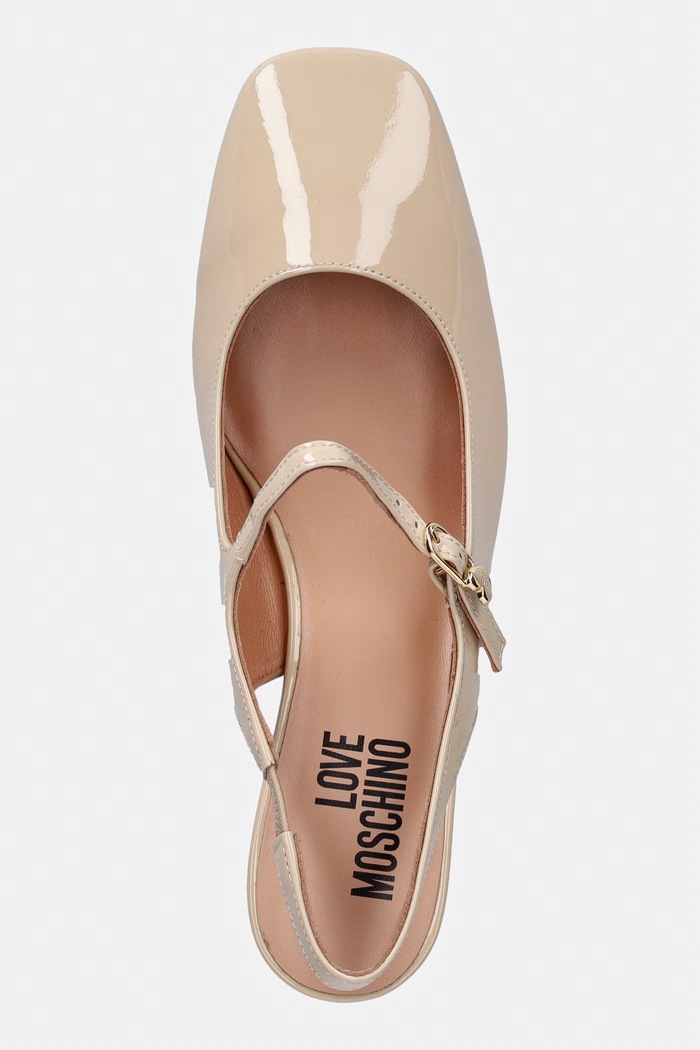 Love Moschino czółenka skórzane beżowy JA10195G1OIH0104
