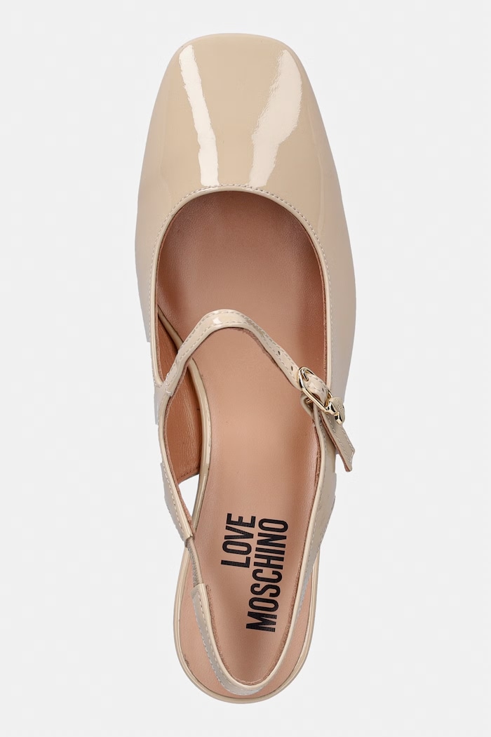 Love Moschino czółenka skórzane beżowy JA10195G1OIH0104
