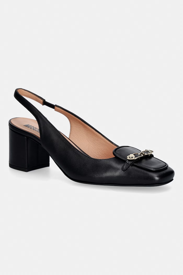 Love Moschino czółenka skórzane słupek czarny JA10175G1OIE0000