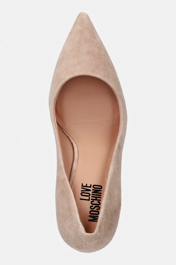 Love Moschino szpilki zamszowe beżowy JA10459G1OJA0609