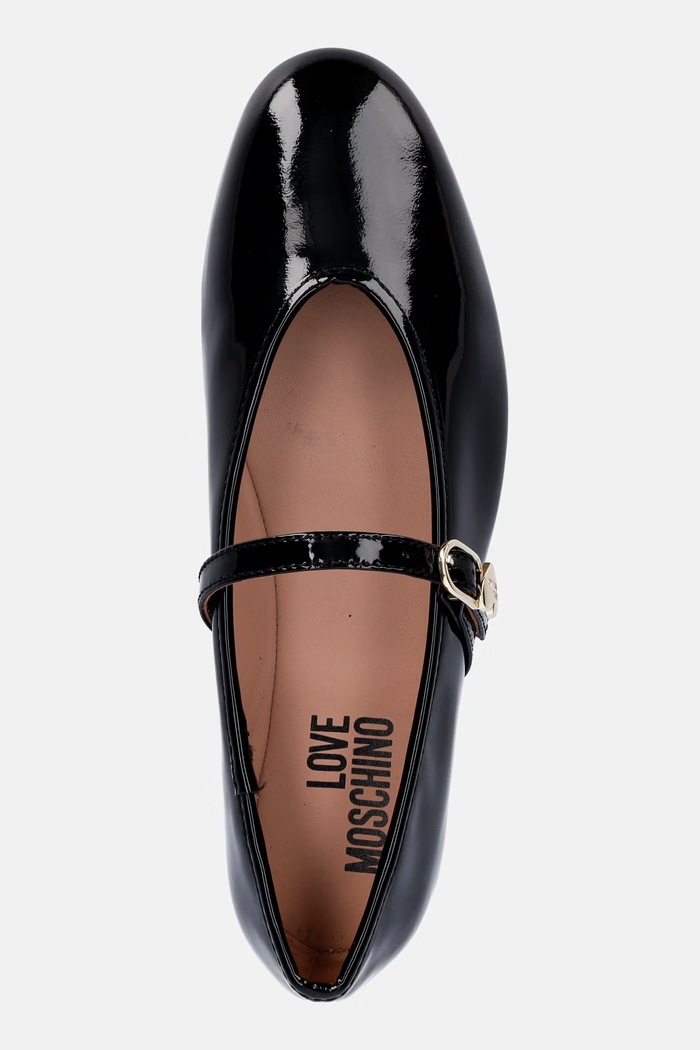 Love Moschino balerini de piele negru JA11101G1OIH0000