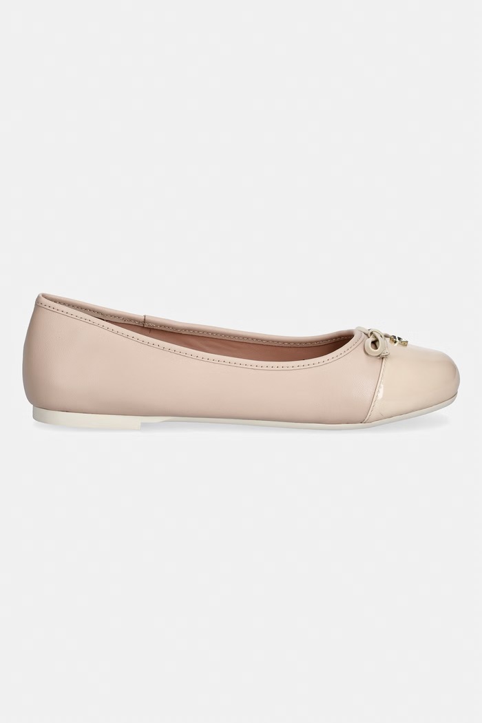Love Moschino balerini de piele JA11151G1OIE160A bej SS26