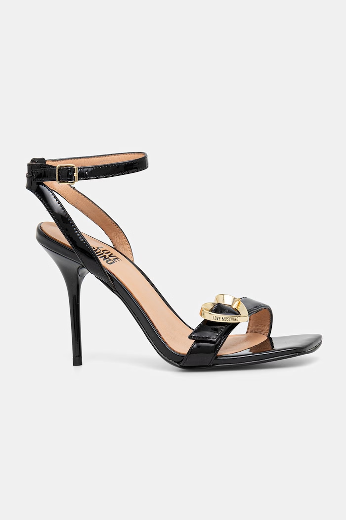 Love Moschino sandale de piele subțire negru JA16089G1OIH0000