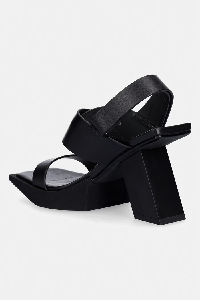 Boty United Nude sandály na sloupku kožené Construct Hi 109860116 černá