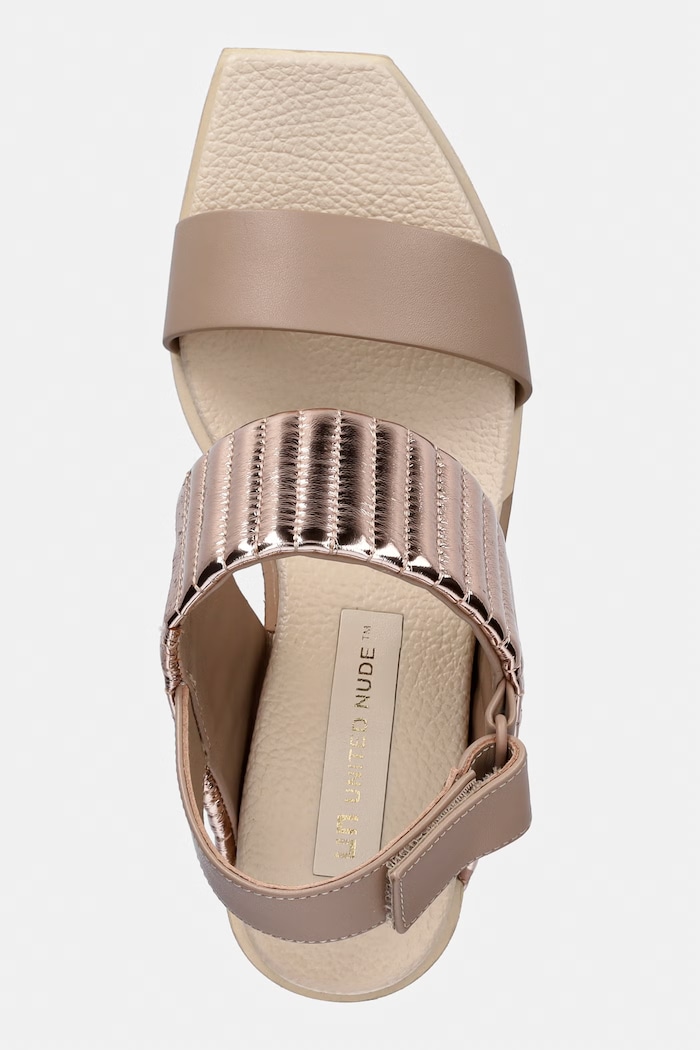 United Nude Σανδάλια σε σφήνα δερμάτινα Delta Wedge Puffier μπεζ 10988971188