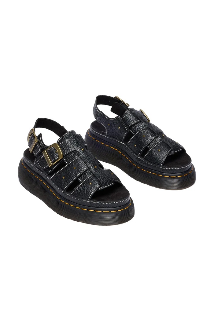 Obuwie Dr. Martens sandały na platformie damskie skórzane Wrenlie DM42337001 czarny