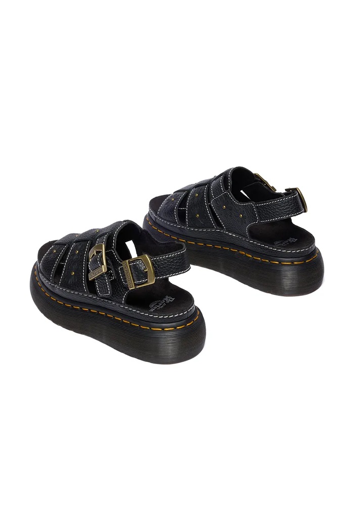 Dr. Martens sandały na platformie damskie skórzane Wrenlie czarny DM42337001
