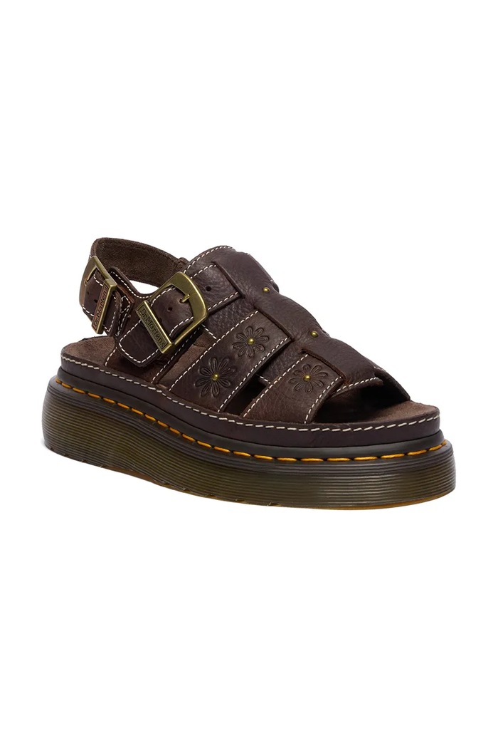 Dr. Martens sandały na platformie damskie skórzane Wrenlie DM42339200 brązowy SS26