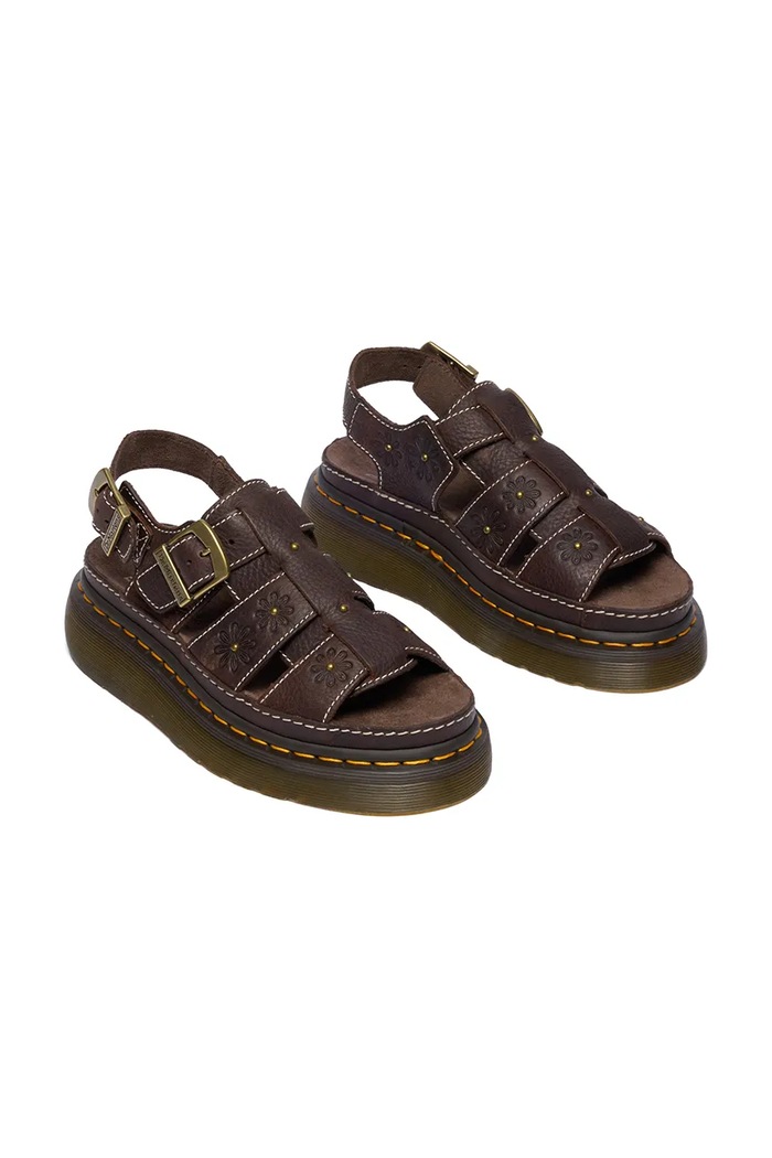 Obuwie Dr. Martens sandały na platformie damskie skórzane Wrenlie DM42339200 brązowy