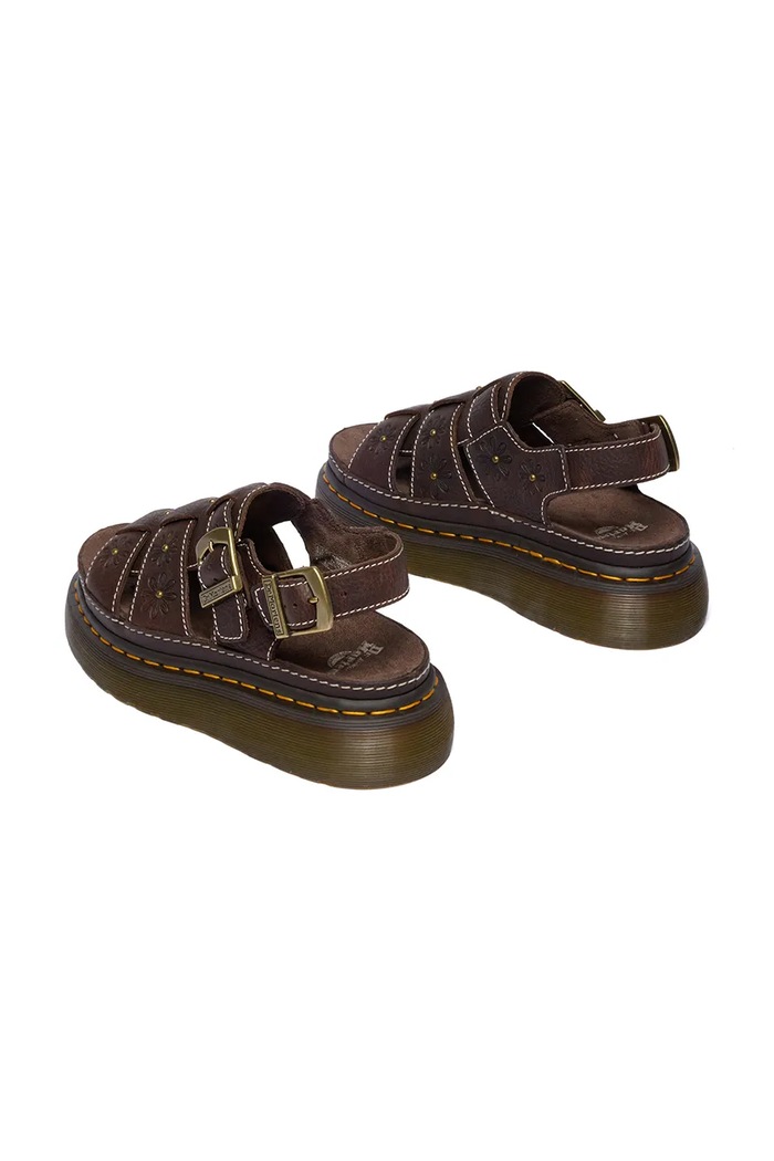 Dr. Martens sandały na platformie damskie skórzane Wrenlie brązowy DM42339200