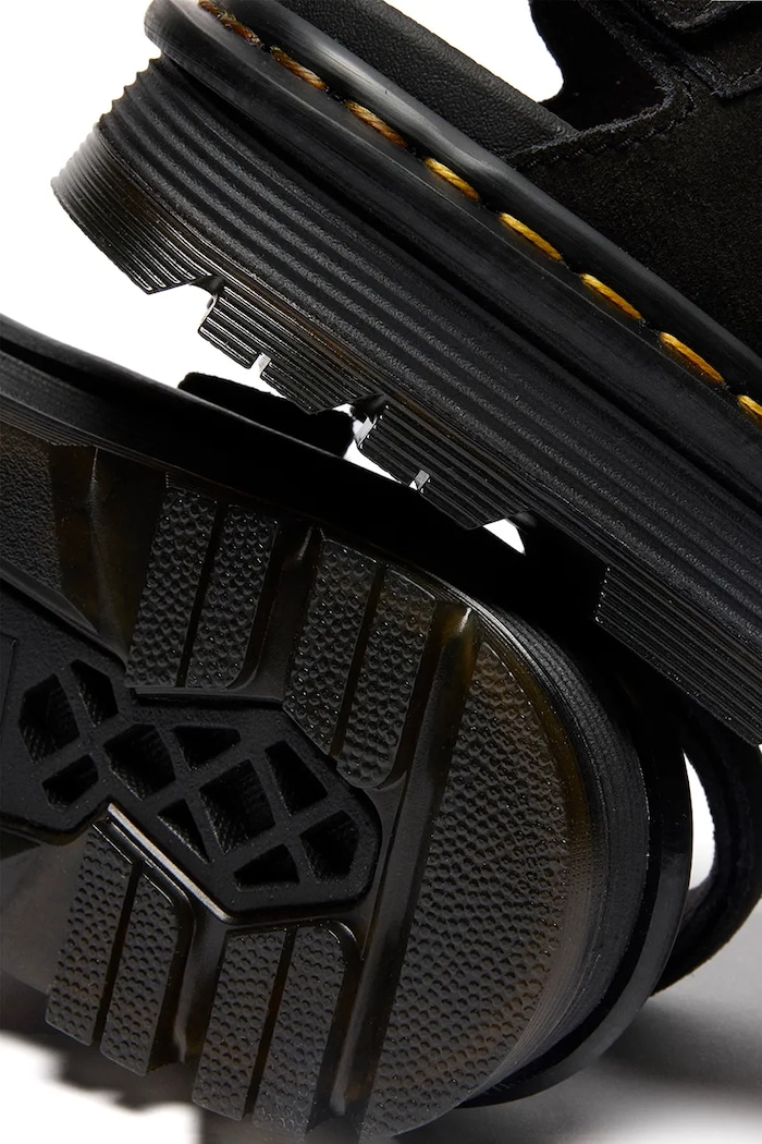 Dr. Martens ZebZag Sandal sandały na platformie damskie zamszowe DM42689001 czarny