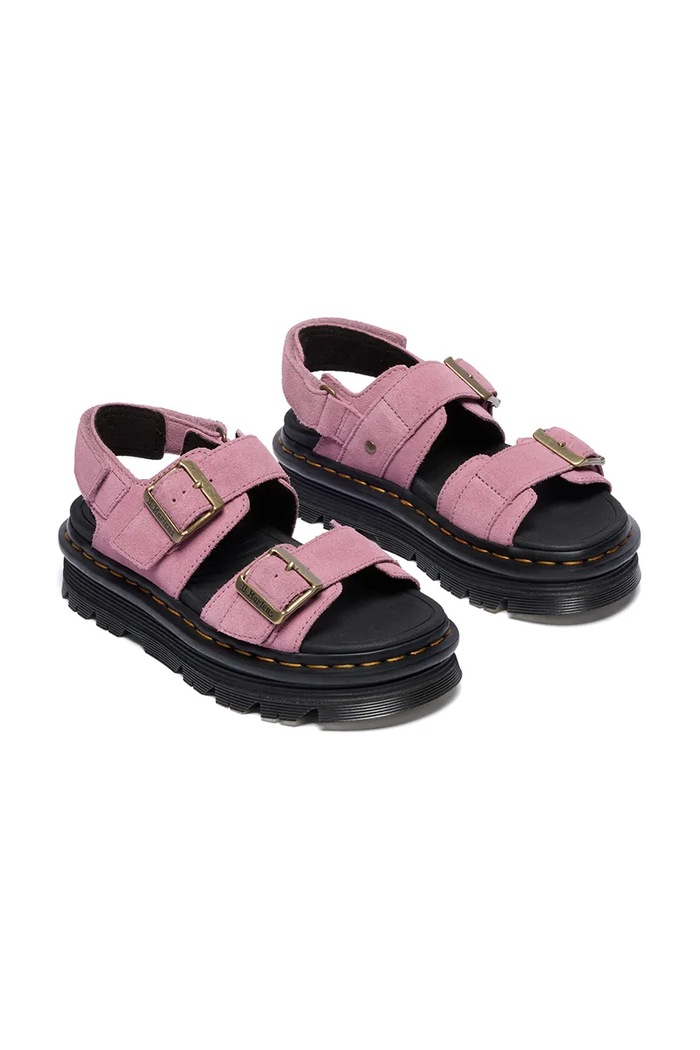 Dr. Martens sandale cu platformă pentru femei, din piele întoarsă ZebZag Sandal DM42689650 roz SS26